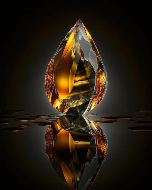 A diamond with orange and yellow on it