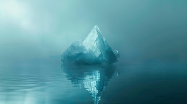 Photo diamondlike iceberg in icy reflecting sea