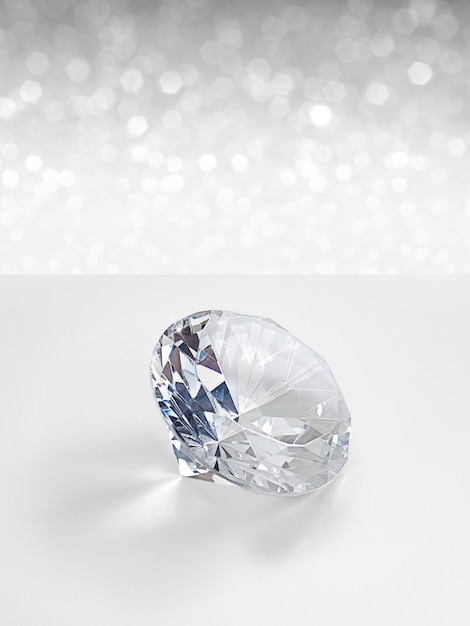 Diamanti di collocati su bianco brillante sfondo bokeh concetto per la selezione miglior design della gemma di diamante