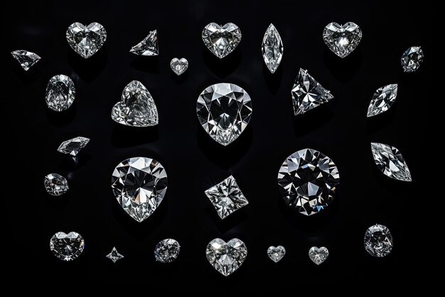 Photo diamonds of various shapes and cuts princess cushion heart pear marquise radiant asscher eme