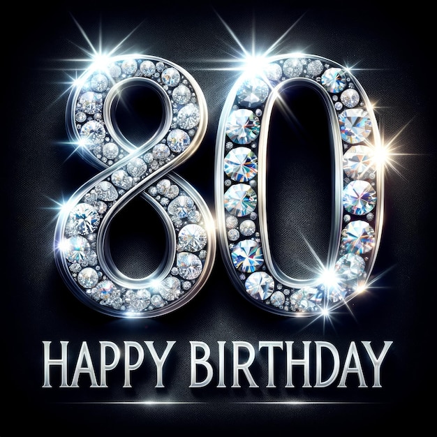 DiamondStudded 80th Birthday Celebration Charm