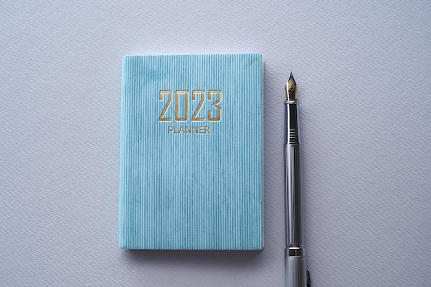 Diary 2023 and silver fountain pen