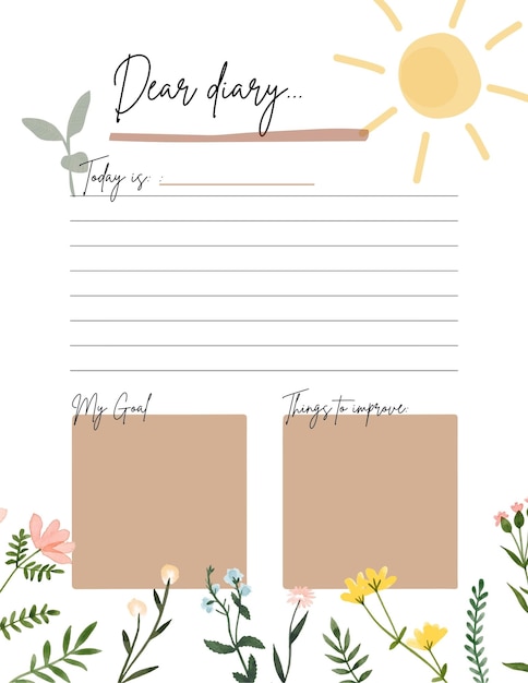 Premium Photo | Diary planner printable template digital blank page