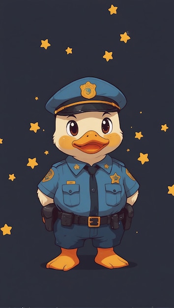 Photo dibujo animado pato policia