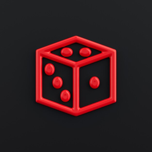 Dice 3d icon outline red finance icon business symbol 3d\
rendering