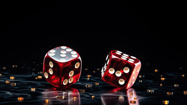 dice on a black background