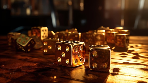 Dice in a board game Gold cube in a casino