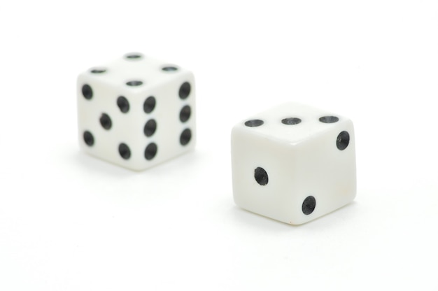 Dice for casino and backgammon on isolated white background