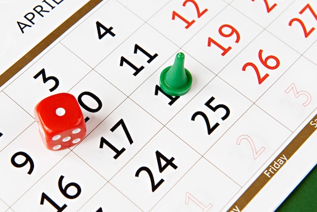 Dice and chips on the calendar