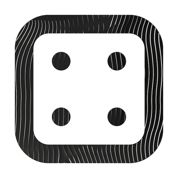 Photo dice four icon black white lines texture