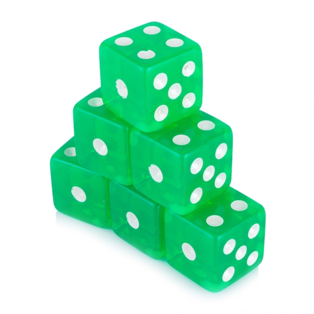 Dice green isolated on white 