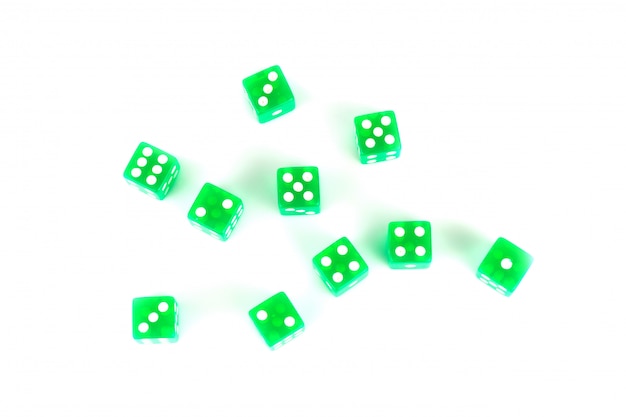 Dice green isolated on white 