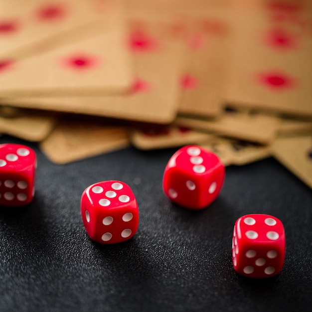 Photo dice poker gambling on a casino table