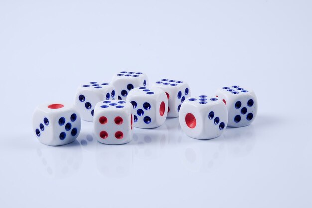 Photo dice on white background
