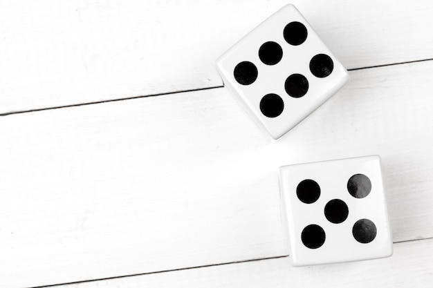 Dice on white table