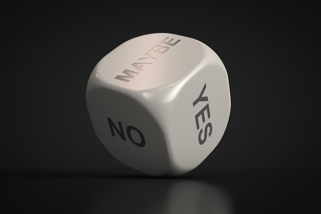 Dice with answer options yes no or maybe