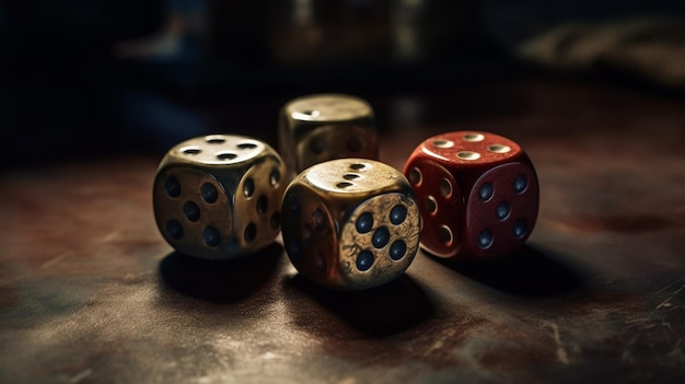 Dice on a wooden tablegenerative ai