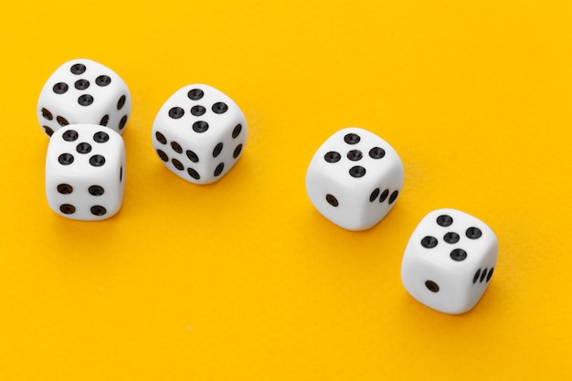 Dice on a yellow background