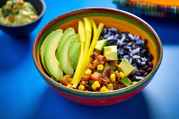 Photo diced avocado corn and black beans salad