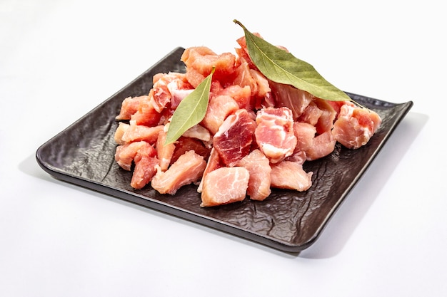 Diced raw pork meat