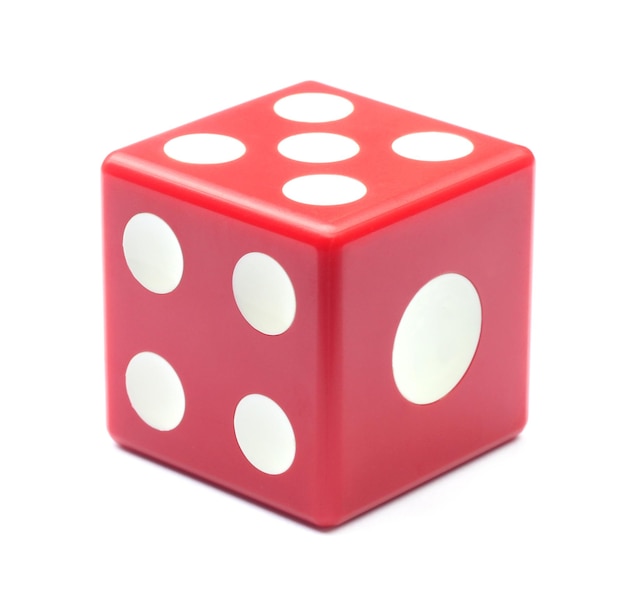 Dices of red colour over white background