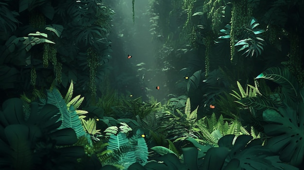 Dicht regenwoud met lustgroen gebladerte Generatieve AI