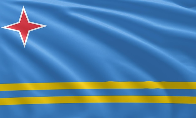dichtbij zwaaiende vlag van Aruba vlag symbolen van Aruba