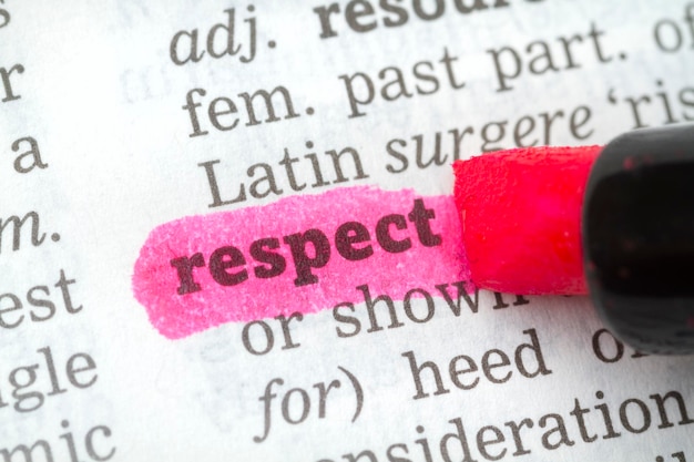 Foto definizione del dizionario rispetto