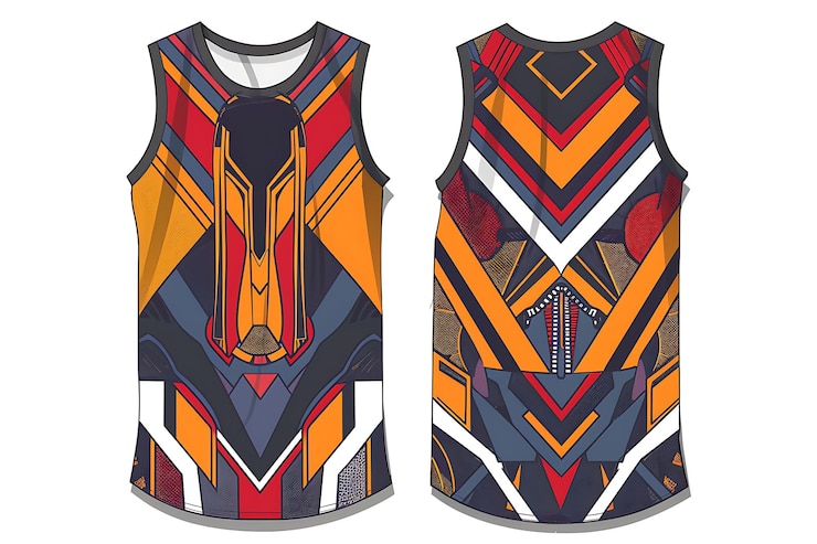Photo die cut basketball jersey with a geometric pattern on the ba illustration flat clothes collection