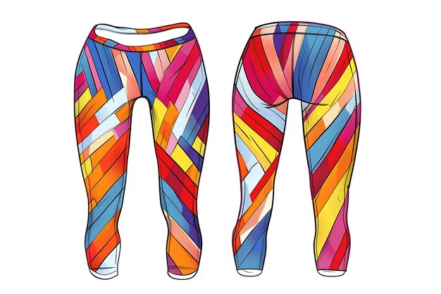 Photo die cut leggings with a zigzag pattern along the sides in bo illustration flat clothes collection