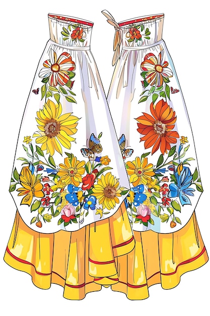 Фото Скройная юбка в форме солнца с цветами креативная плоская иллюстрация детская одежда