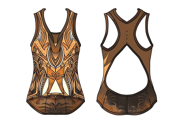 Foto die cut tank top met een tribal geïnspireerd ontwerp op de achterkant i illustration flat clothes collection