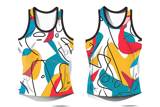 Die Cut Tank Top With Abstract Shapes and Lines Creating a S Illustration Flat Clothes Collection