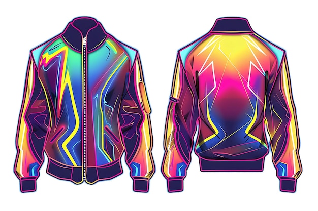 Photo die cut track jacket with a lightning bolt design on the sle illustration flat clothes collection