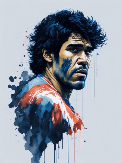 Diego Maradona-aquarel