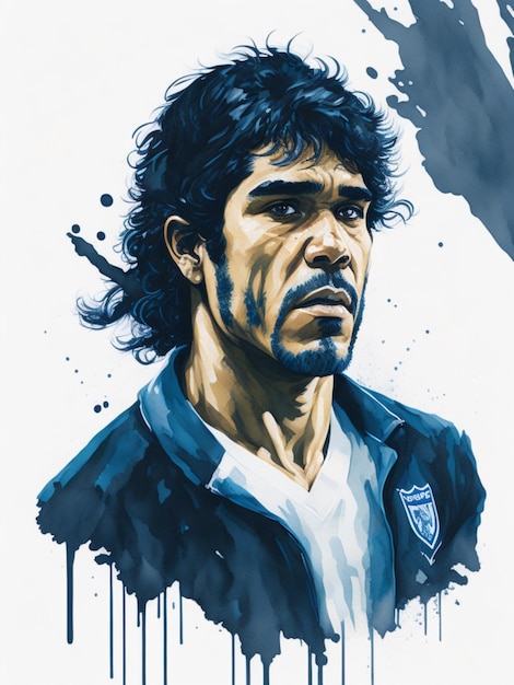 Diego Maradona-aquarel
