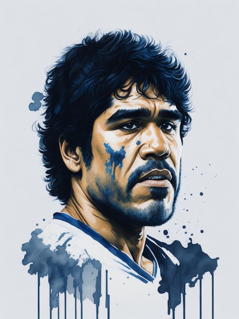 Diego Maradona-aquarel