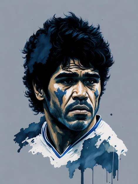 Diego Maradona-aquarel