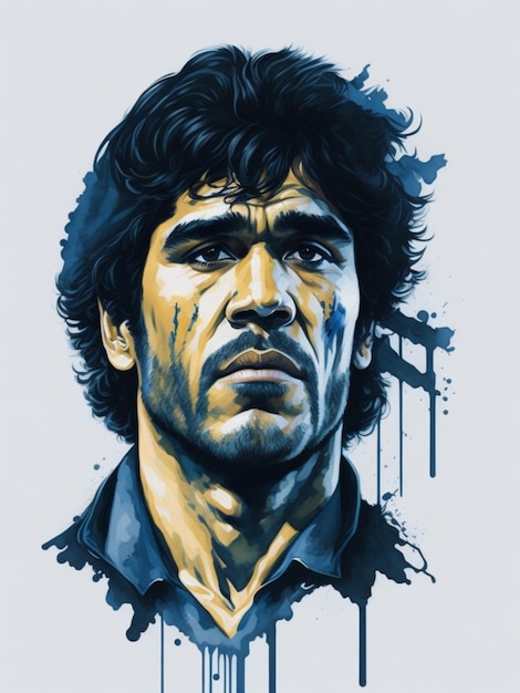 Diego Maradona-aquarel