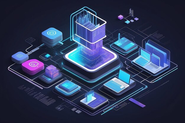 Diensten voor gegevensinvoer Informatieopslaginfrastructuur Abstract concept Illustratie