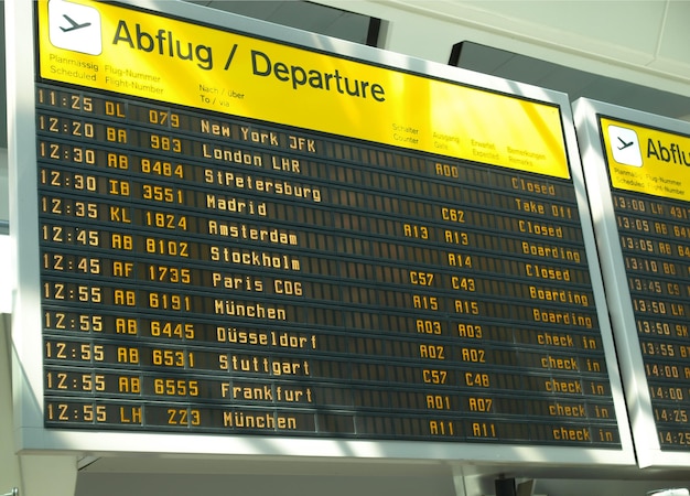 Dienstregeling op de luchthaven