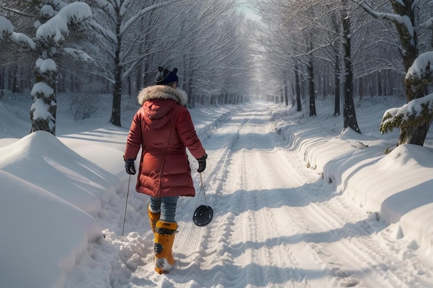 Diepe sneeuw laarzen op dikke sneeuw in de koude winter mooie schoenen om warm te blijven