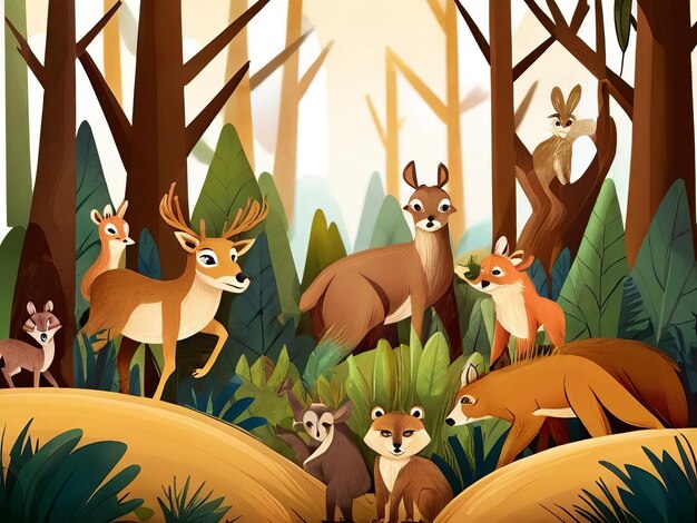 Dier in de bos wildlife dag illustratie