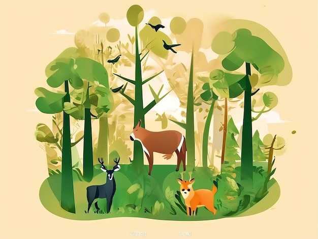 Dier in de bos wildlife dag illustratie