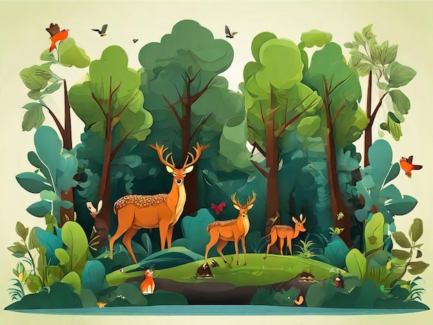Dier in de bos wildlife dag illustratie