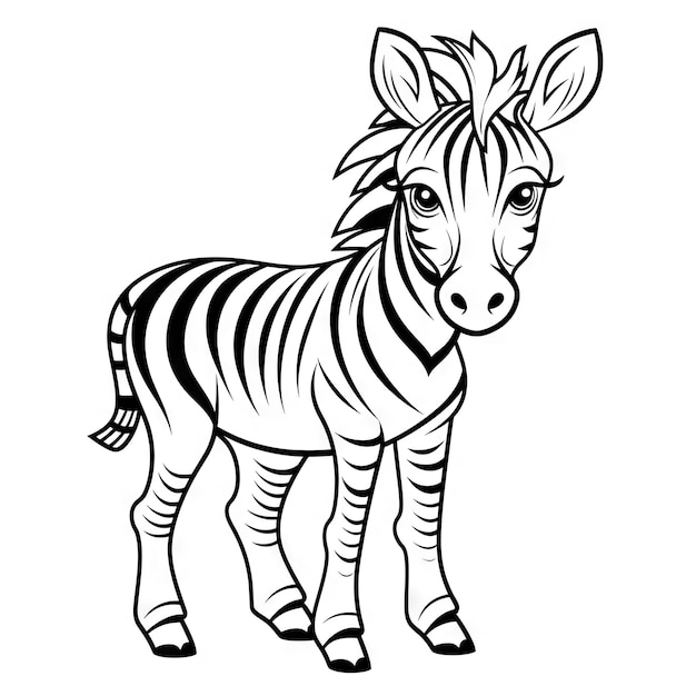 Foto dier zebra kleurblad met de hand getekende dier cartoon