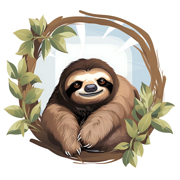 Dieren Frame van Sloth Sweet Slow Moving Jungle Dwelling Sloth Showc 2D schattig creatief ontwerp