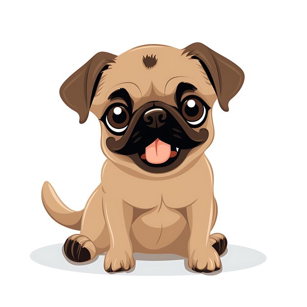 Foto dieren frame van speelse pug puppy ontworpen in de vorm van een pug wi 2d schattig creatief ontwerp