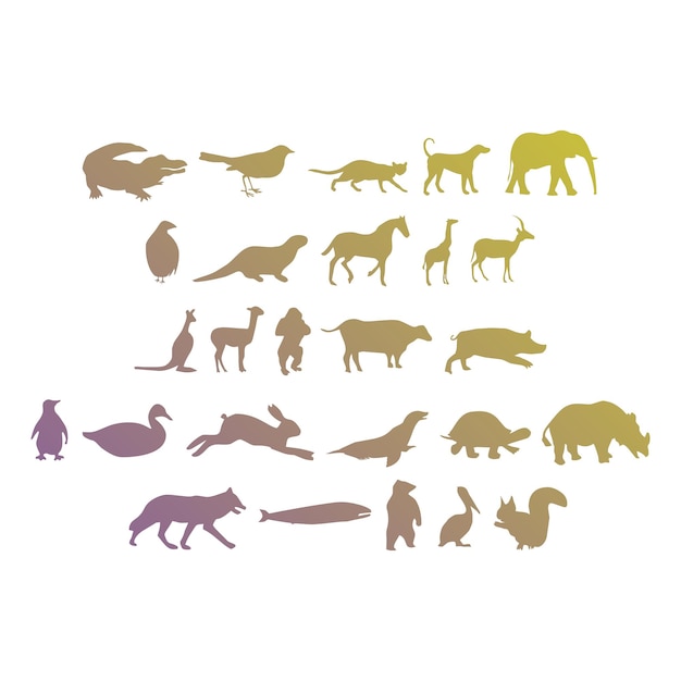 Foto dieren items gradiënt effect foto jpg vector set