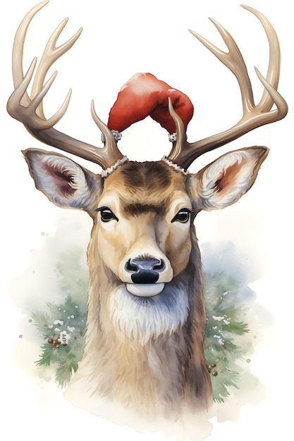 Dieren Kerstmis in aquarel hoeden te midden van Noel achtergronden grillige schattige sneeuw achtergrond digitale kunst